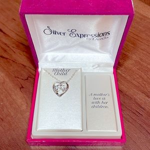 Silver Plated Heart Pendant with Cubic Zirconia Hearts